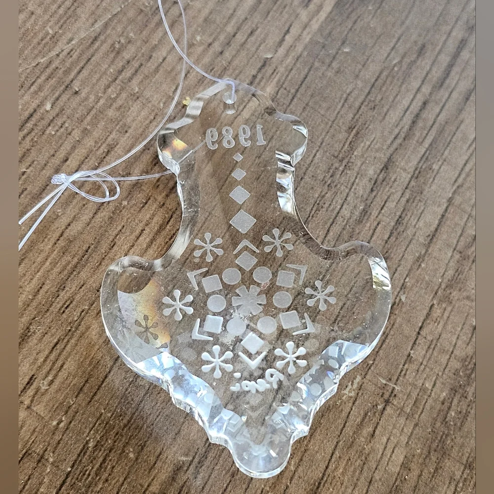 Pepi M Herrmann 1989 Lead Crystal Anchor Shaped Etched Ornament‎ Clear Vtg 80s